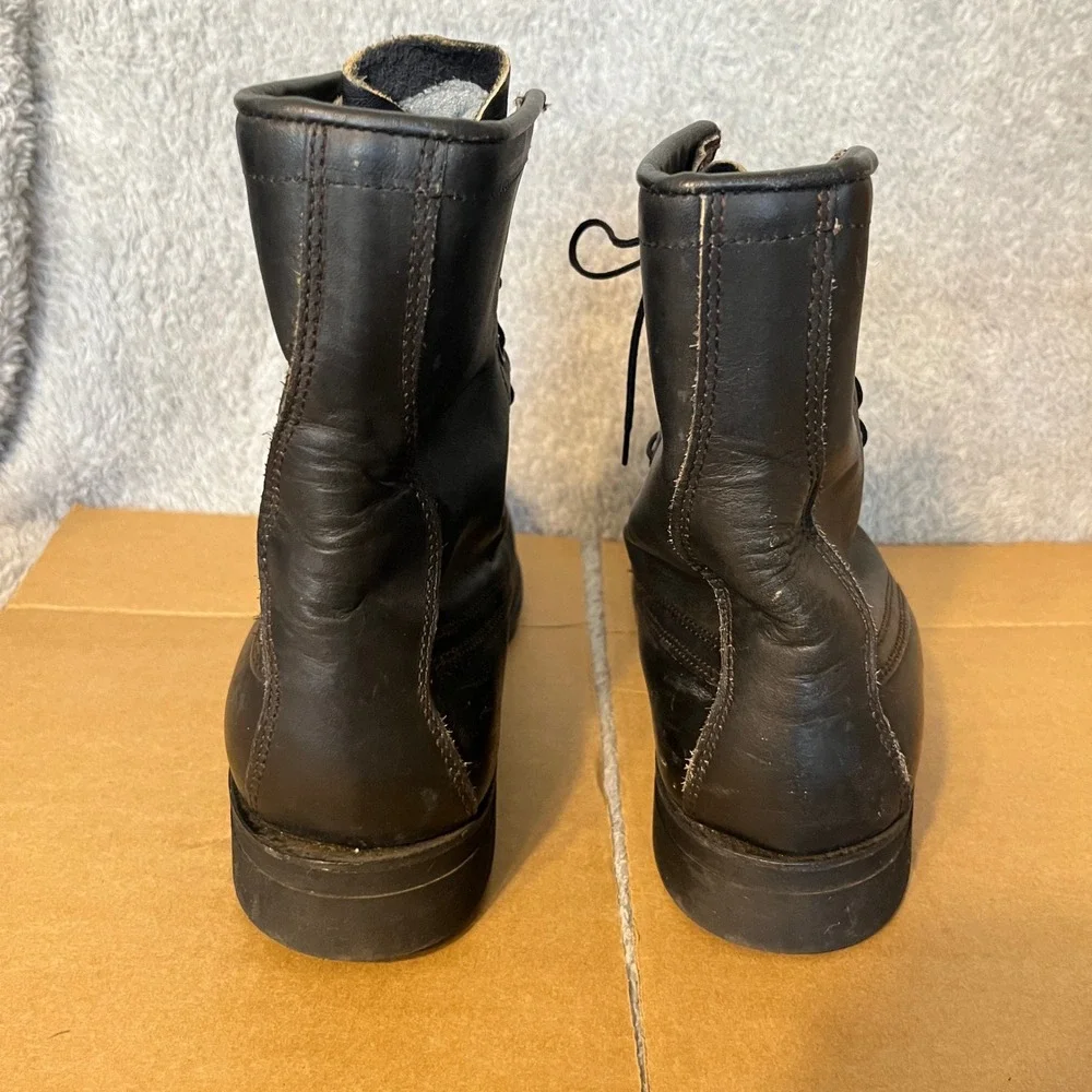 Vintage US Military Combat Boots Black Leather Lace Up 1987 Size 9.5 D‎